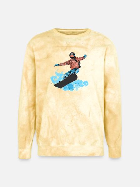 Snowboard Jump Neon Splash - Unisex Colorblast Crewneck Sweatshirt - citrine