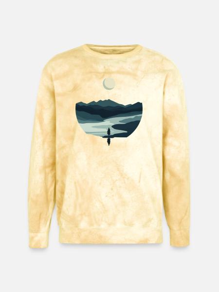 Moonlit Valley Silhouette - Unisex Colorblast Crewneck Sweatshirt - citrine