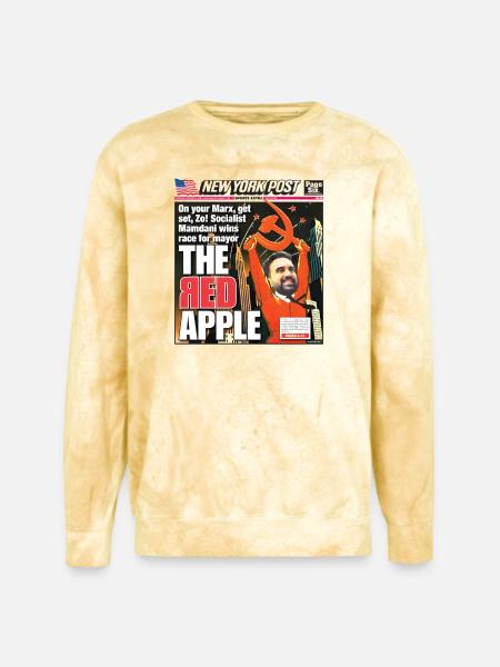 The Red Apple New York Post Zohran Mamdani  - Unisex Colorblast Crewneck Sweatshirt - citrine