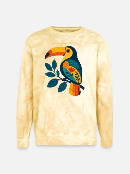 Bold Tropical Toucan Art - Unisex Colorblast Crewneck Sweatshirt - citrine
