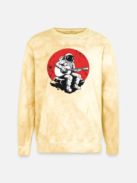 Astronaut Guitar on Red Rock - Unisex Colorblast Crewneck Sweatshirt - citrine