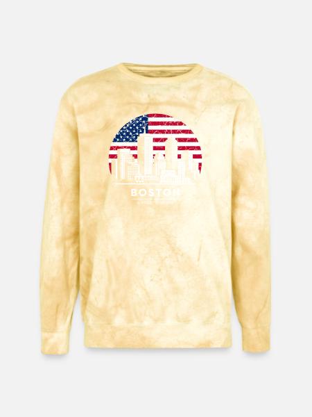 Boston Skyline Flag Emblem - Unisex Colorblast Crewneck Sweatshirt - citrine