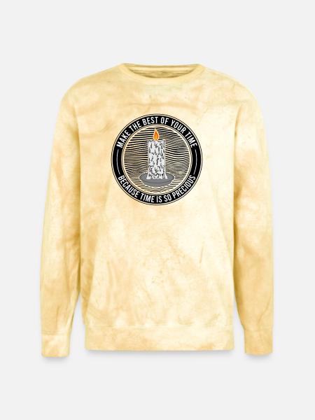 Time Is Precious Candle Quote - Unisex Colorblast Crewneck Sweatshirt - citrine
