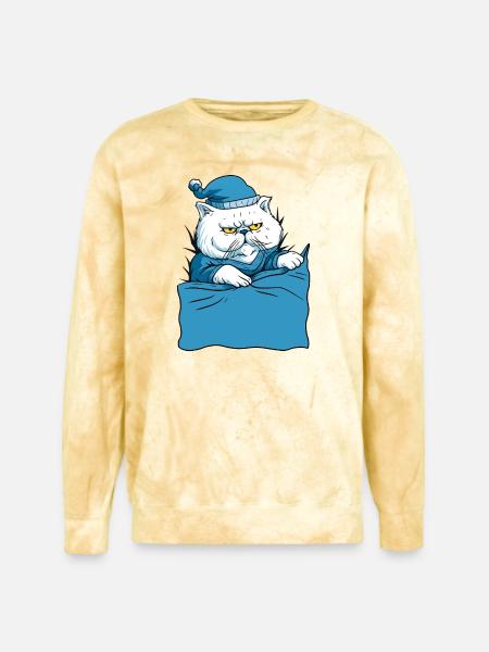 Grumpy Blue Pajama Cat - Unisex Colorblast Crewneck Sweatshirt - citrine