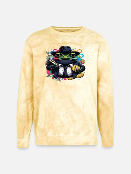 Bitcoin Frog Streetwear Art - Unisex Colorblast Crewneck Sweatshirt - citrine