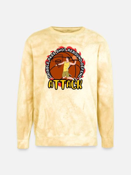 Flame Dunk Attack Basketball - Unisex Colorblast Crewneck Sweatshirt - citrine