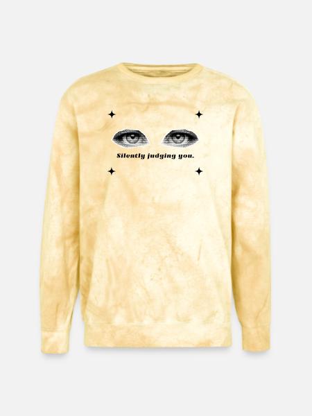 Twin Halftone Eyes - Unisex Colorblast Crewneck Sweatshirt - citrine