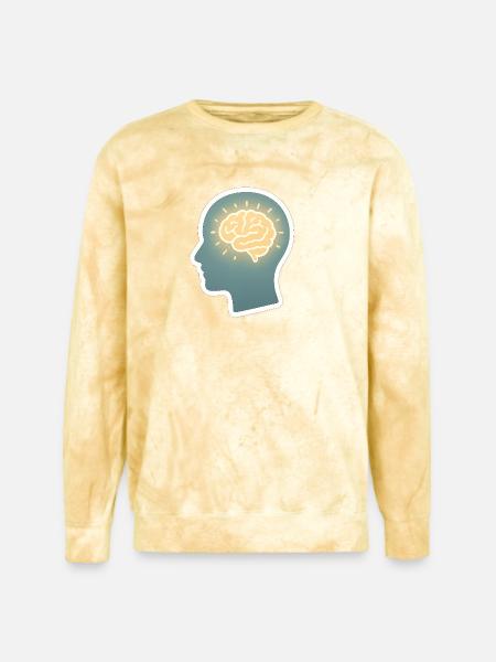 Neon Brain Glow Silhouette - Unisex Colorblast Crewneck Sweatshirt - citrine