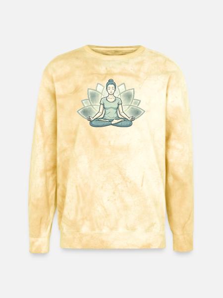 Lotus Calm Meditation Silhouette - Unisex Colorblast Crewneck Sweatshirt - citrine