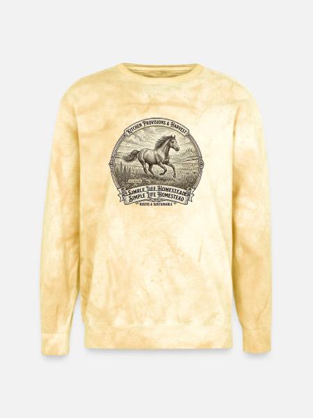 Rustic Horse Homestead Emblem - Unisex Colorblast Crewneck Sweatshirt - citrine