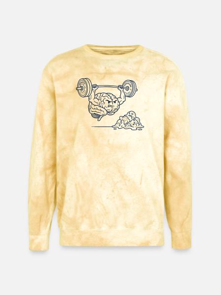 Brain Gains Lifting Weights - Unisex Colorblast Crewneck Sweatshirt - citrine