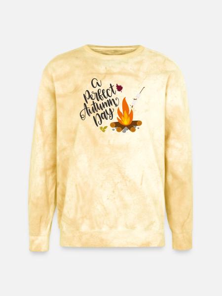 Autumn Campfire Cozy Day - Unisex Colorblast Crewneck Sweatshirt - citrine