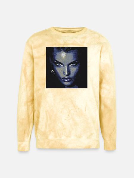 Midnight Halftone Femme Fatale - Unisex Colorblast Crewneck Sweatshirt - citrine
