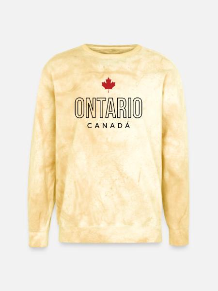 Maple Leaf Emblem on Bold Text - Unisex Colorblast Crewneck Sweatshirt - citrine