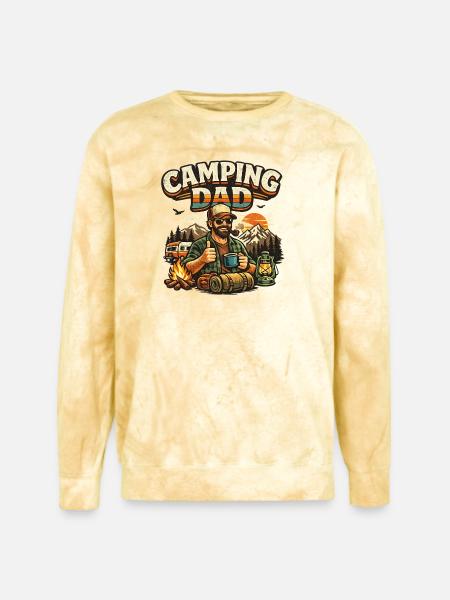 Camping Dad at Sunset Campfire - Unisex Colorblast Crewneck Sweatshirt - citrine