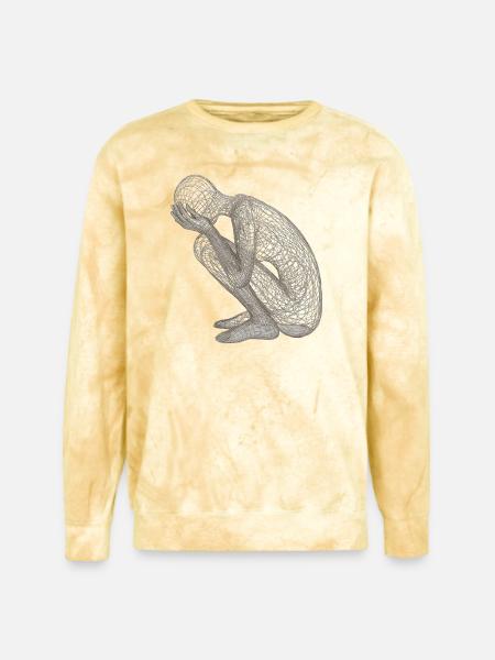 Wireframe Kneeling Figure - Unisex Colorblast Crewneck Sweatshirt - citrine