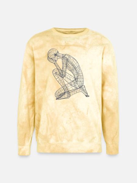 Kneeling Wireframe Figure - Unisex Colorblast Crewneck Sweatshirt - citrine
