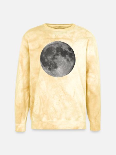 Lunar Echoes Moon Print - Unisex Colorblast Crewneck Sweatshirt - citrine