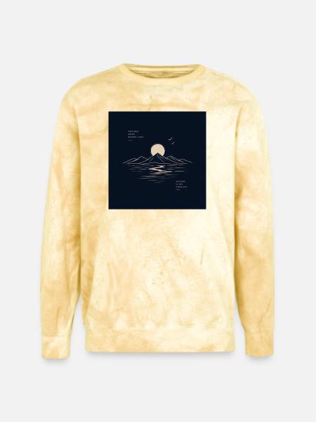 Moonlit Mountain Lake Nature Therapy - Unisex Colorblast Crewneck Sweatshirt - citrine