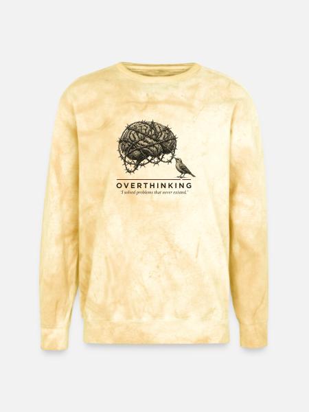 OverthinkinG Brain Barbed Wire - Unisex Colorblast Crewneck Sweatshirt - citrine