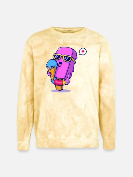 Sunny Pink Ice Pop Mascot - Unisex Colorblast Crewneck Sweatshirt - citrine