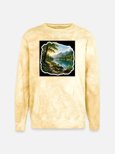 Lakeside Trail in Alpine Sun - Unisex Colorblast Crewneck Sweatshirt - citrine