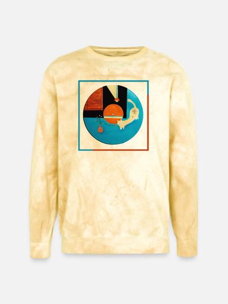 Abstract Cat Orbit Circle - Unisex Colorblast Crewneck Sweatshirt - citrine