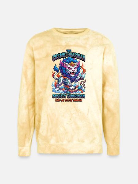 Cosmic Singha Mighty Kaiju Guardian - Unisex Colorblast Crewneck Sweatshirt - citrine