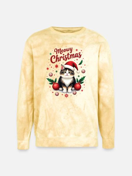 Meowy Christmas - Unisex Colorblast Crewneck Sweatshirt - citrine