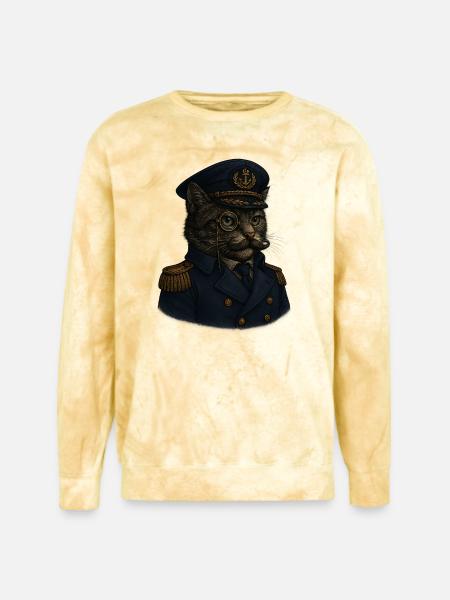 Admiral Whiskers: The Feline Commander - Unisex Colorblast Crewneck Sweatshirt - citrine