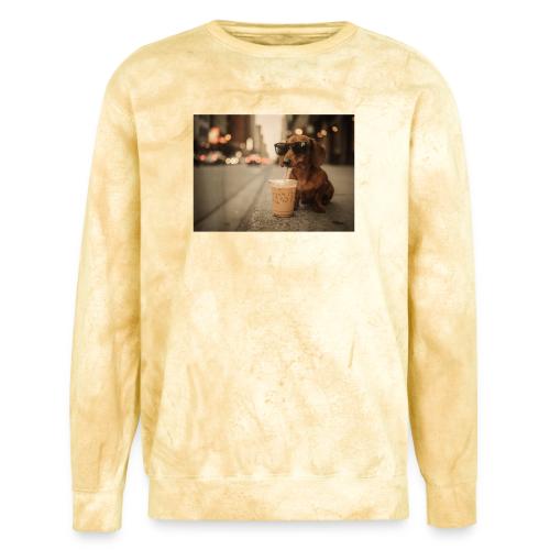 Funny Dachshund Iced Coffee Lover Tee - Unisex Colorblast Crewneck Sweatshirt