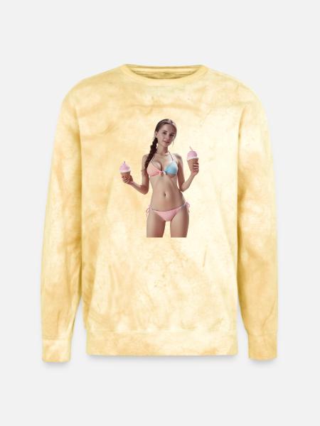 Pastel Ice Cream Cone Illustration - Unisex Colorblast Crewneck Sweatshirt - citrine
