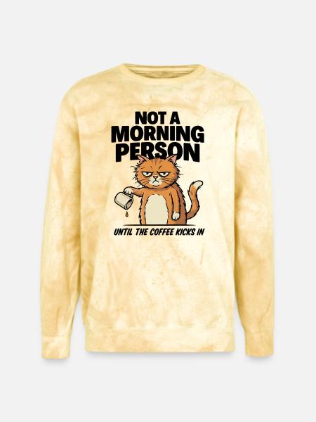 Grumpy Cat Coffee Pour - Unisex Colorblast Crewneck Sweatshirt - citrine