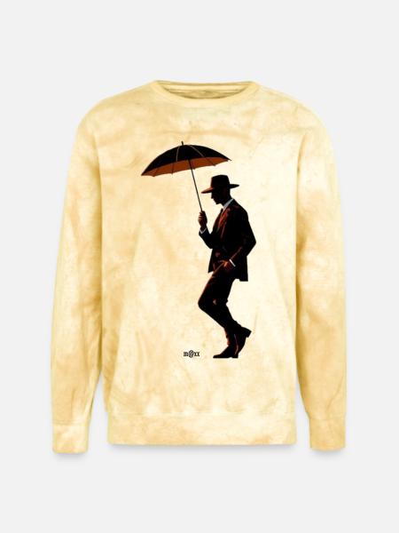Noir Gentleman Umbrella Silhouette - Unisex Colorblast Crewneck Sweatshirt - citrine