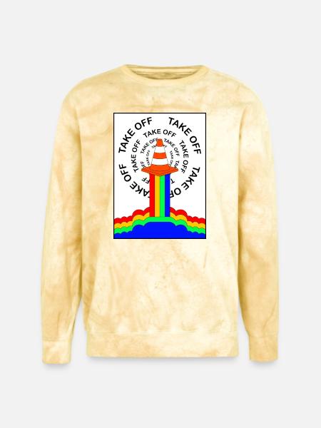 Safety Cone Rocket Rainbow Smoke Funny - Unisex Colorblast Crewneck Sweatshirt - citrine