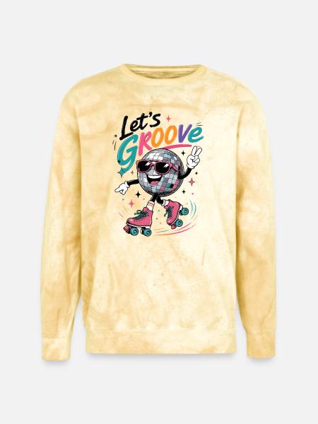 "Let's Groove" Retro Roller-Skating Disco - Unisex Colorblast Crewneck Sweatshirt - citrine