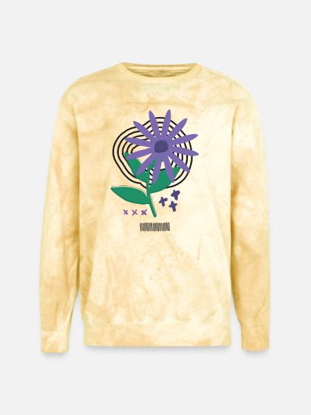 Bloom Code – Risograph Flower Art - Unisex Colorblast Crewneck Sweatshirt - citrine