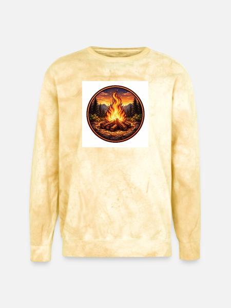 Forest Campfire Crest - Unisex Colorblast Crewneck Sweatshirt - citrine