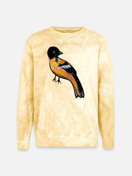Ember Robin on Midnight - Unisex Colorblast Crewneck Sweatshirt - citrine