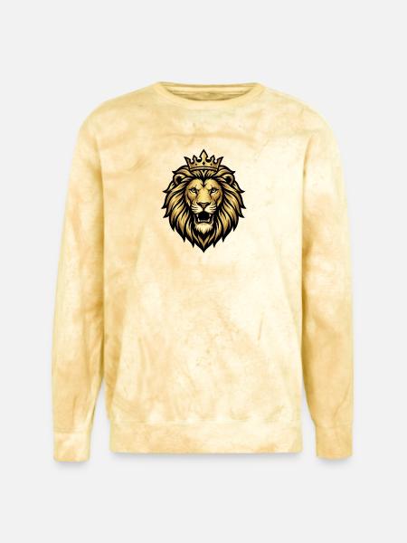 Gold Crowned Lion Emblem - Unisex Colorblast Crewneck Sweatshirt - citrine