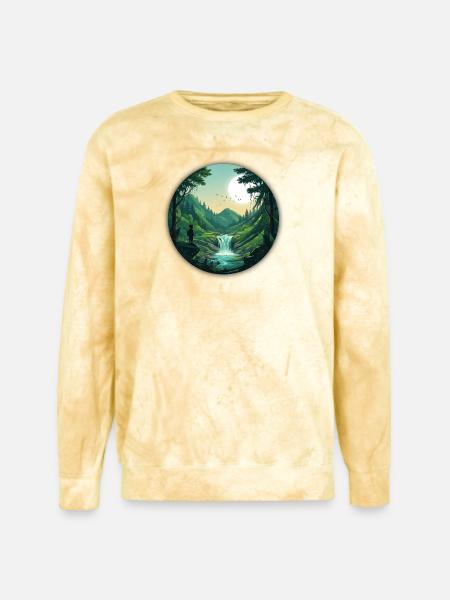 Moonlit Forest Valley - Unisex Colorblast Crewneck Sweatshirt - citrine