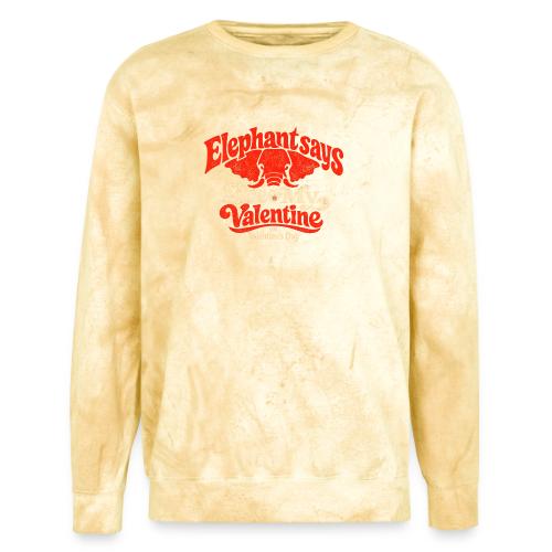 Retro Elephant Bee My Valentine Cute Couple - Unisex Colorblast Crewneck Sweatshirt