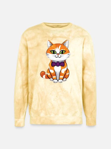 Orange Cat Bowtie Charm - Unisex Colorblast Crewneck Sweatshirt - citrine