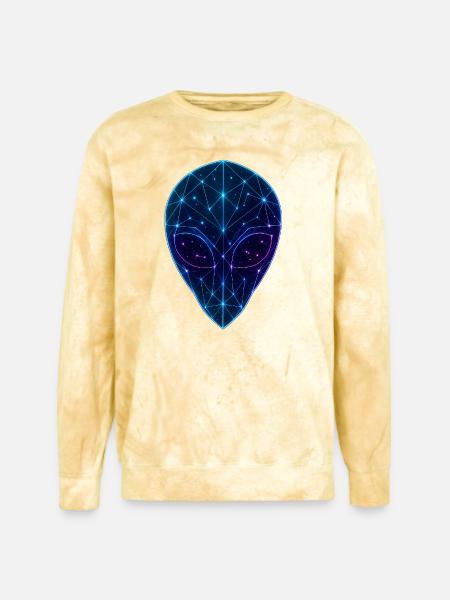 Neon Geometric Alien Face - Unisex Colorblast Crewneck Sweatshirt - citrine