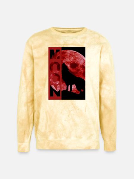Moonlit Wolf Howl Silhouette - Unisex Colorblast Crewneck Sweatshirt - citrine