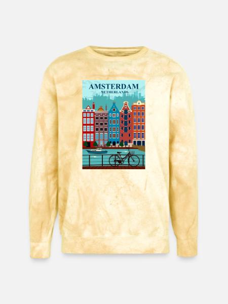 Amsterdam Travel - Unisex Colorblast Crewneck Sweatshirt - citrine