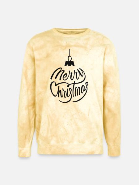 Merry Christmas Script Ornament - Unisex Colorblast Crewneck Sweatshirt - citrine
