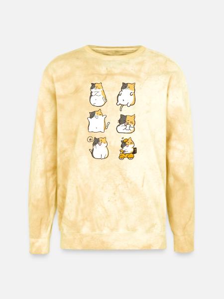 Chubby Calico Cat Expressions - Unisex Colorblast Crewneck Sweatshirt - citrine