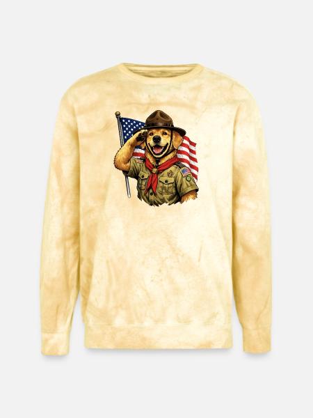 Patriotic Pup Scout Salute - Unisex Colorblast Crewneck Sweatshirt - citrine