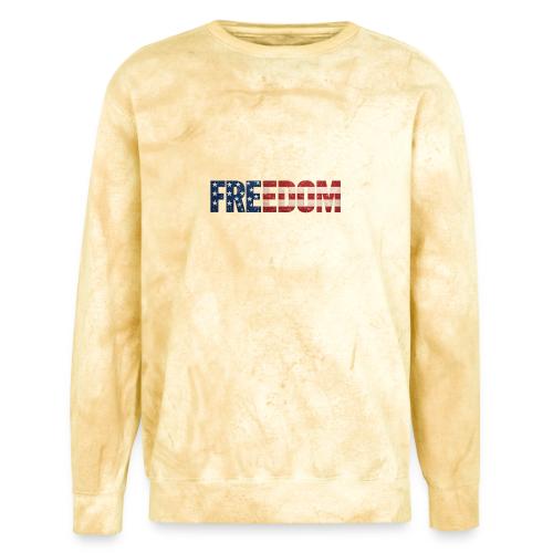 Freedom American Flag Distressed Patriotic Shirt - Unisex Colorblast Crewneck Sweatshirt